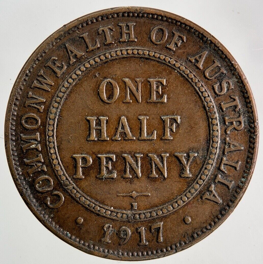 1917 Australia Half-Penny Coin | Fine Collectable Grade