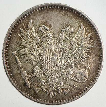 1917 Finland 50 Pennia Silver Coin | Very High Grade | a4853