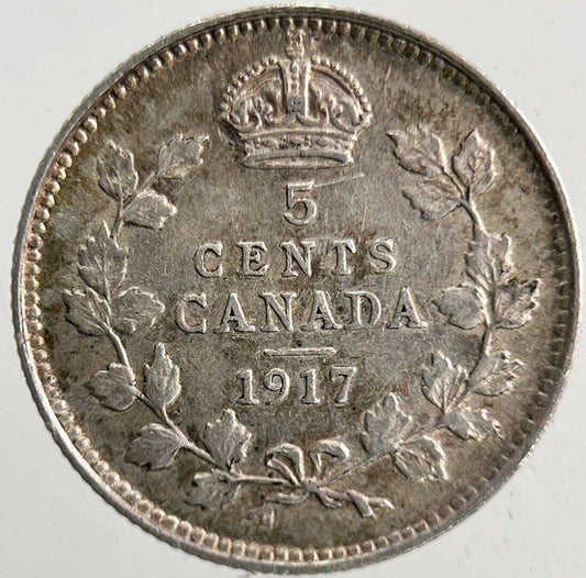 1917 Canada 5 Cents Silver Coin | Fine Collectable Grade
