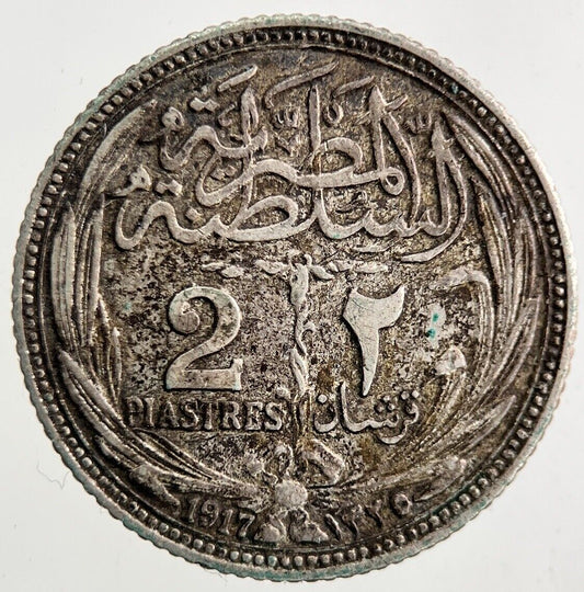 1917 Egypt 2 Piastres Silver Coin | Fine Collectable Grade