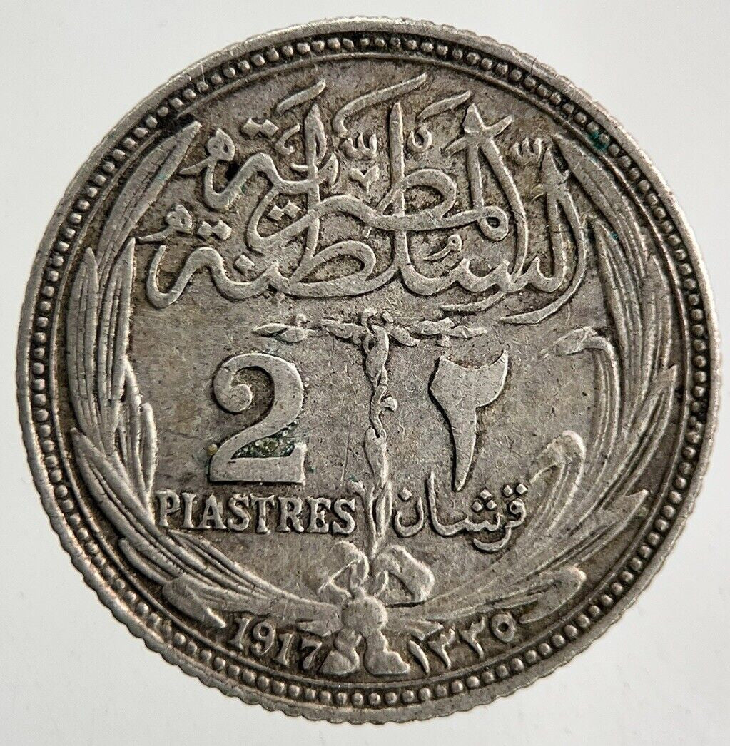 1917 Egypt 2 Piastres Silver Coin | Fine Collectable Grade