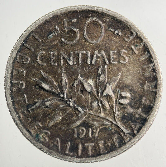 1917 France 50 Centimes Silver Coin | Fine Collectable Grade
