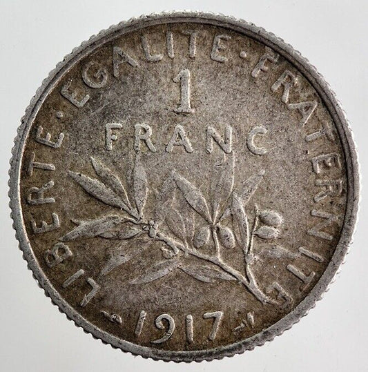 1917 France 1 Franc Silver Coin | Fine Collectable Grade