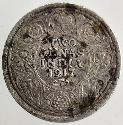 1917 George V 2 Annas Silver Coin | Fine Collectable Grade | a5469