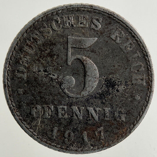 1917 Germany 5 Pfennig Coin | Fine Collectable Grade