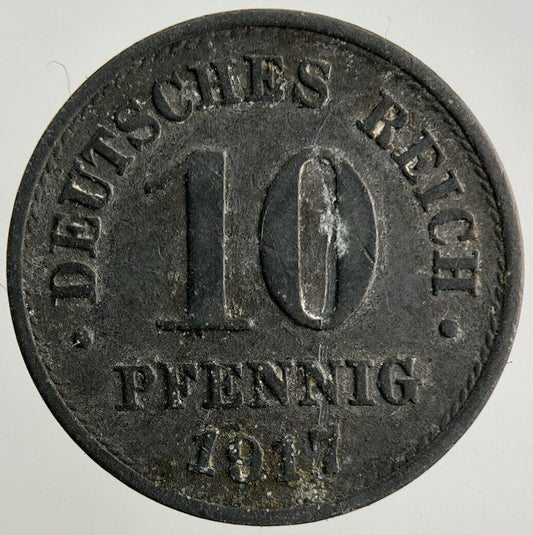 1917 Germany 10 Pfennig Coin | Fine Collectable Grade