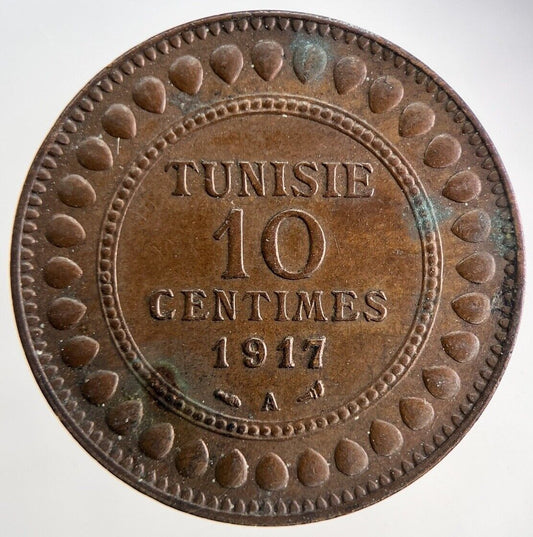 1917 Tunisia 10 Centimes Coin | Very High Grade