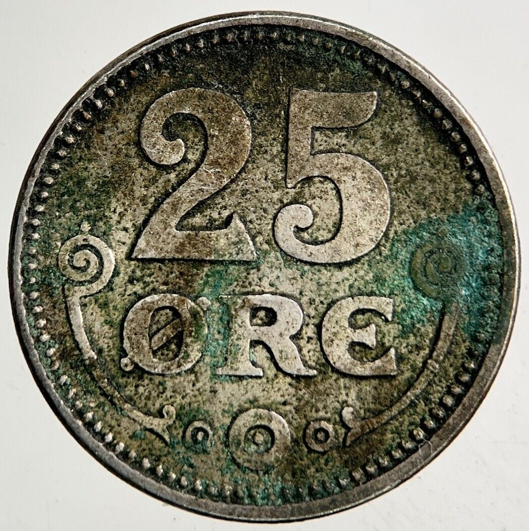 1918 Denmark 25 Ore Coin | Fine Collectable Grade