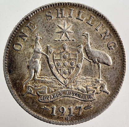 1917-M Australia One Shilling Silver Coin | Very High Grade