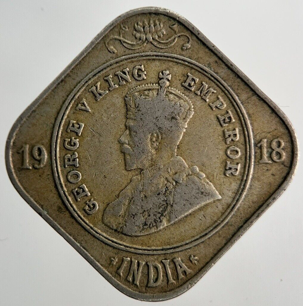 1918 India 2 Two Annas Coin | Fine Collectable Grade | a8330