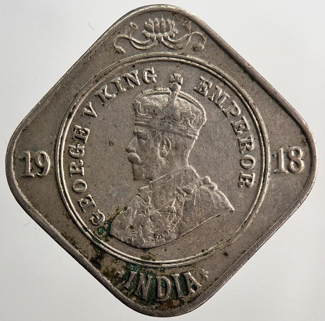 1918 India 2 Two Annas Coin | Fine Collectable Grade | a5761