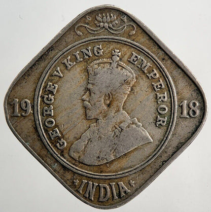 1918 India 2 Two Annas Coin | Fine Collectable Grade | a5762
