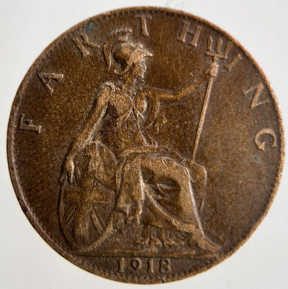 1918 George V Farthing Coin | Fine Collectable Grade