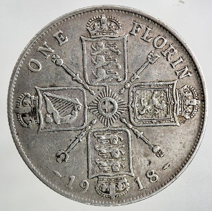 1918 George V Florin Silver Coin | Very High Grade