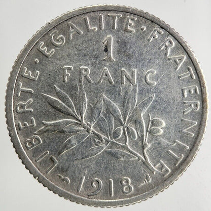 1918 France 1 Franc Silver Coin | Fine Collectable Grade