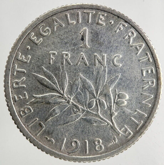 1918 France 1 Franc Silver Coin | Fine Collectable Grade