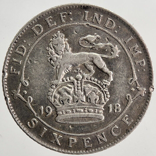 1918 George V Sixpence Silver Coin | Fine Collectable Grade | a6244