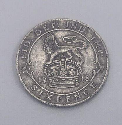 1918 George V Sixpence | British Silver Coin | Collectable Grade | a33