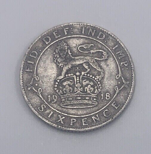 1918 George V Sixpence | British Silver Coin | Collectable Grade | a33