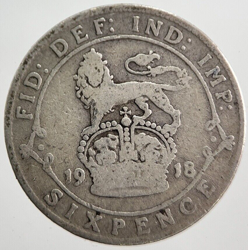 1918 George V Sixpence Silver Coin | Fair Grade | a7249