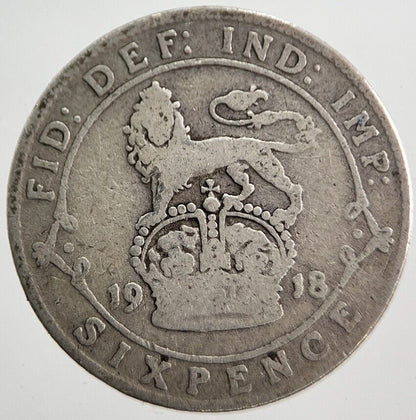 1918 George V Sixpence Silver Coin | Fair Grade | a7249
