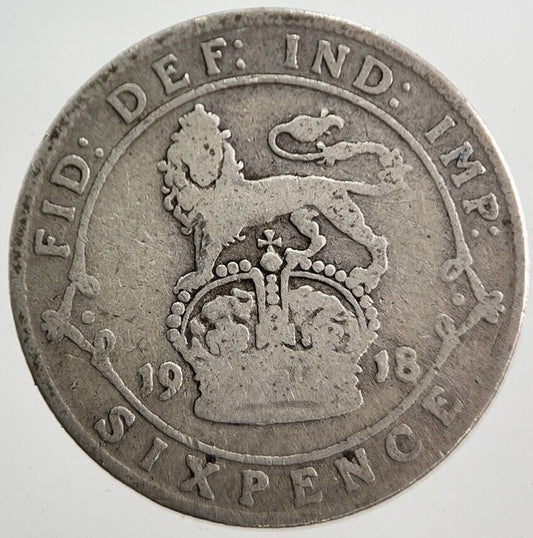 1918 George V Sixpence Silver Coin | Fair Grade | a7249