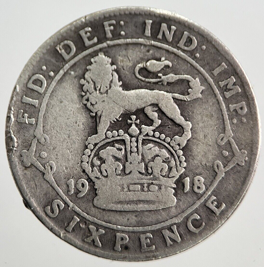 1918 George V Sixpence Silver Coin | Fair Grade | a7251
