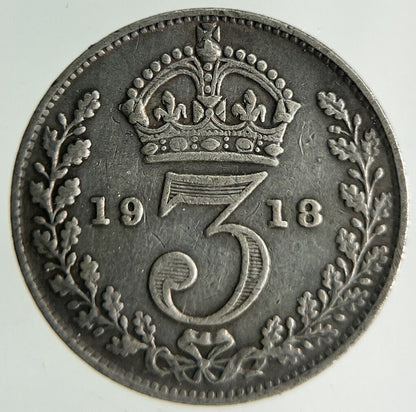 1918 George V Threepence Silver Coin | Fine Collectable Grade
