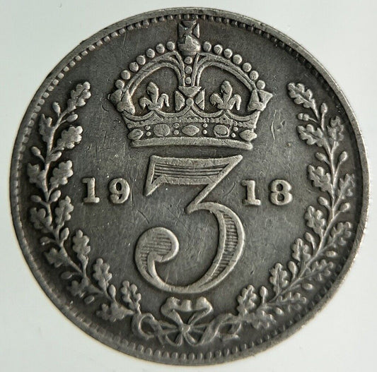 1918 George V Threepence Silver Coin | Fine Collectable Grade