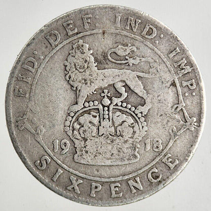 1918 George V Sixpence Silver Coin | Fair Grade