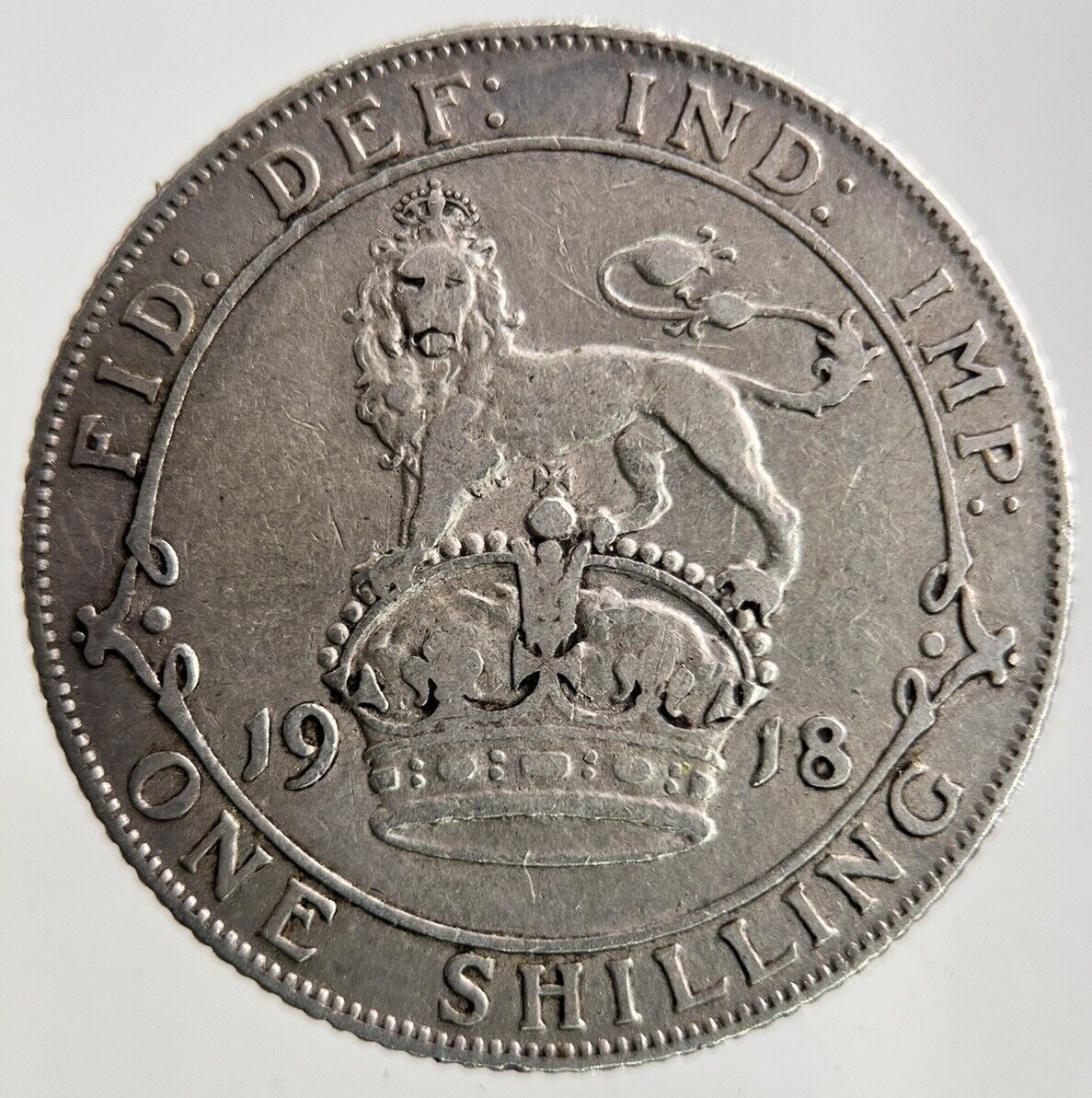 1918 George V Shilling Silver Coin | Fine Collectable Grade