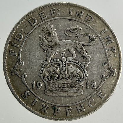 1918 George V Sixpence Silver Coin | Fine Collectable Grade