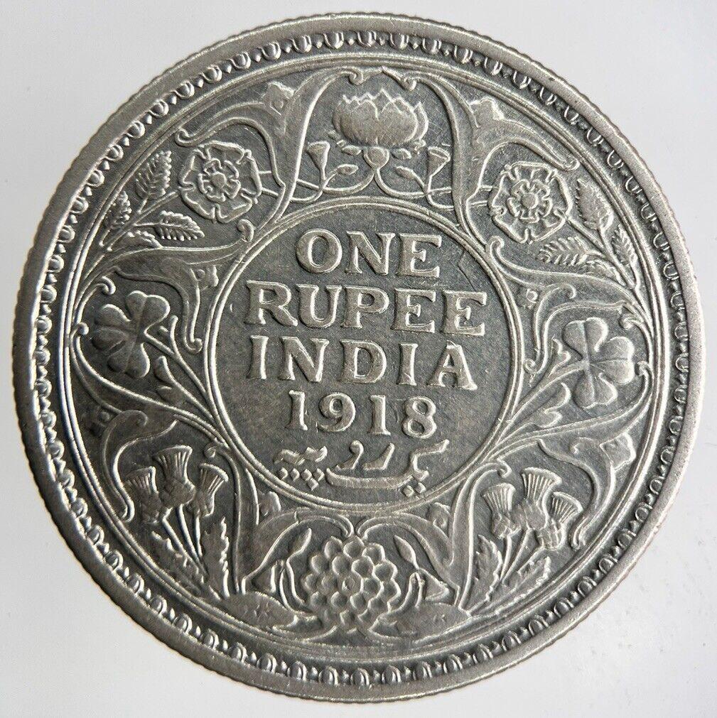 1918 India One Rupee Silver Coin | Fine Collectable Grade