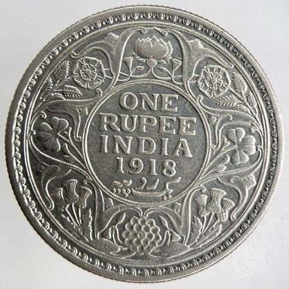 1918 India One Rupee Silver Coin | Fine Collectable Grade