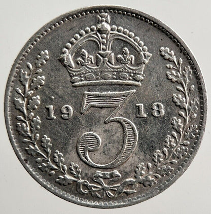 1918 George V Threepence Silver Coin | Very High Grade | a3590