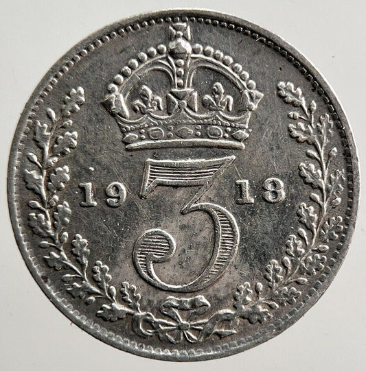 1918 George V Threepence Silver Coin | Very High Grade | a3590