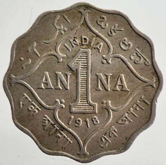 1918 India 1 One Anna Coin | Fine Collectable Grade | a4837