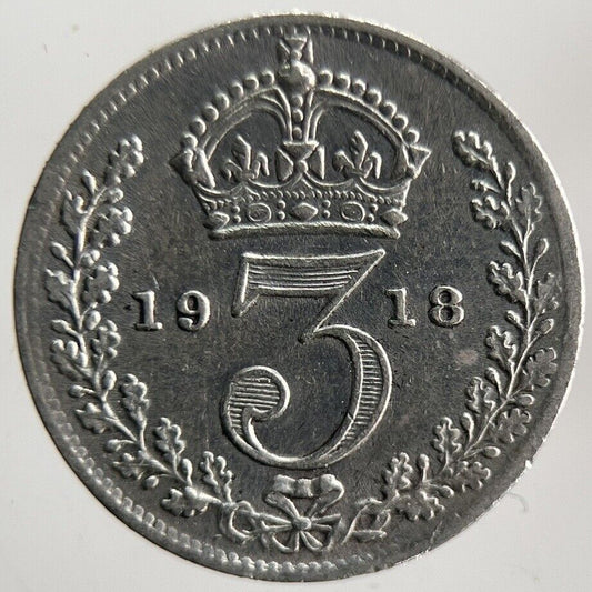 1918 George V Threepence Silver Coin | Very High Grade | a4629