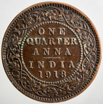 1918 India 1/4 One Quarter Anna Coin | Fine Collectable Grade | a3368