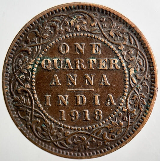 1918 India 1/4 One Quarter Anna Coin | Fine Collectable Grade | a3368
