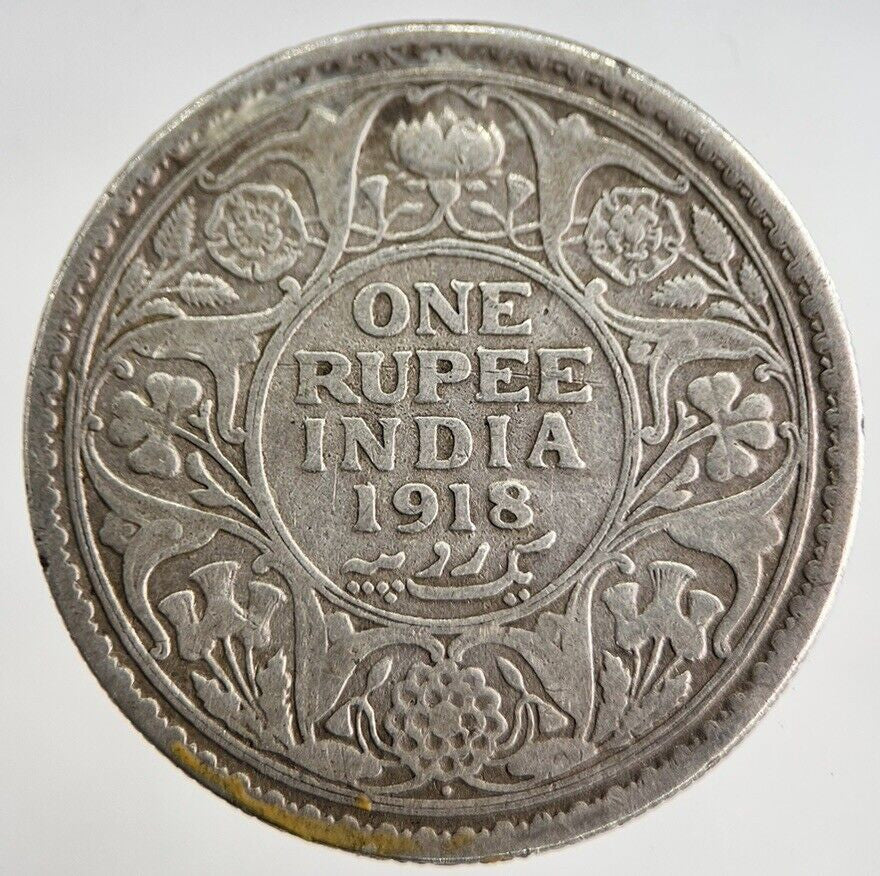 1918 India 1 One Rupee Silver Coin | Collectable Grade | a8423