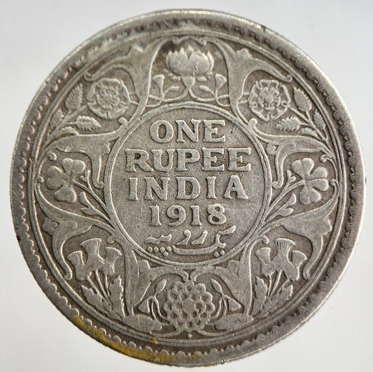 1918 India 1 One Rupee Silver Coin | Collectable Grade | a8423
