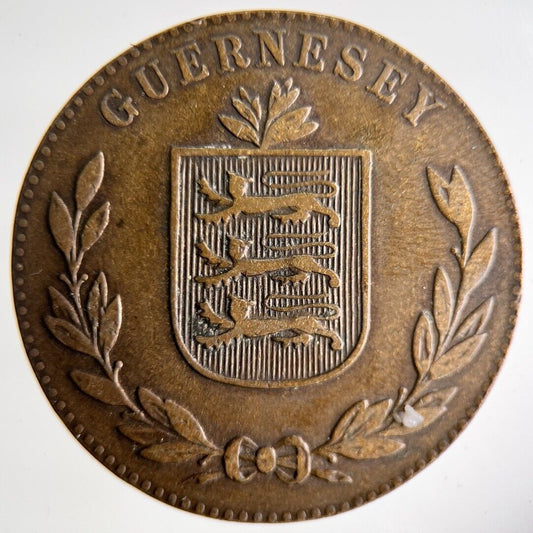 1918 Guernsey 8 Doubles Coin | Fine Collectable Grade