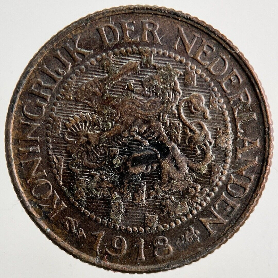 1918 Netherlands 1 Cent Coin | Fine Collectable Grade