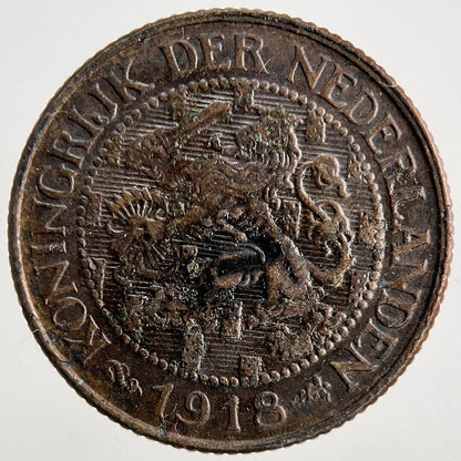 1918 Netherlands 1 Cent Coin | Fine Collectable Grade
