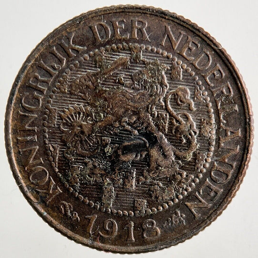 1918 Netherlands 1 Cent Coin | Fine Collectable Grade