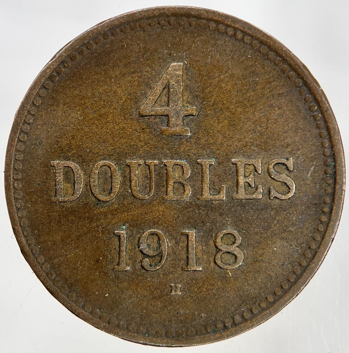 1918 Guernsey 4 Doubles Coin | Fine Collectable Grade