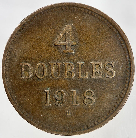 1918 Guernsey 4 Doubles Coin | Fine Collectable Grade