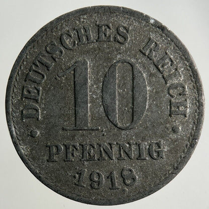 1918 Germany 10 Pfennig Coin | Fine Collectable Grade