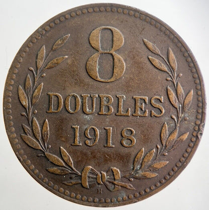 1918 Guernsey 8 Doubles Coin | Collectable Grade | a1498